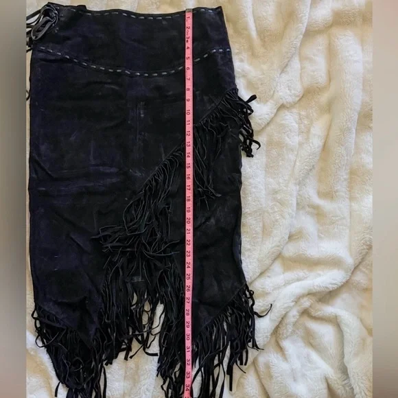 Scully Fringe Suede/Leather Midi Skirt - Picture 7 of 8